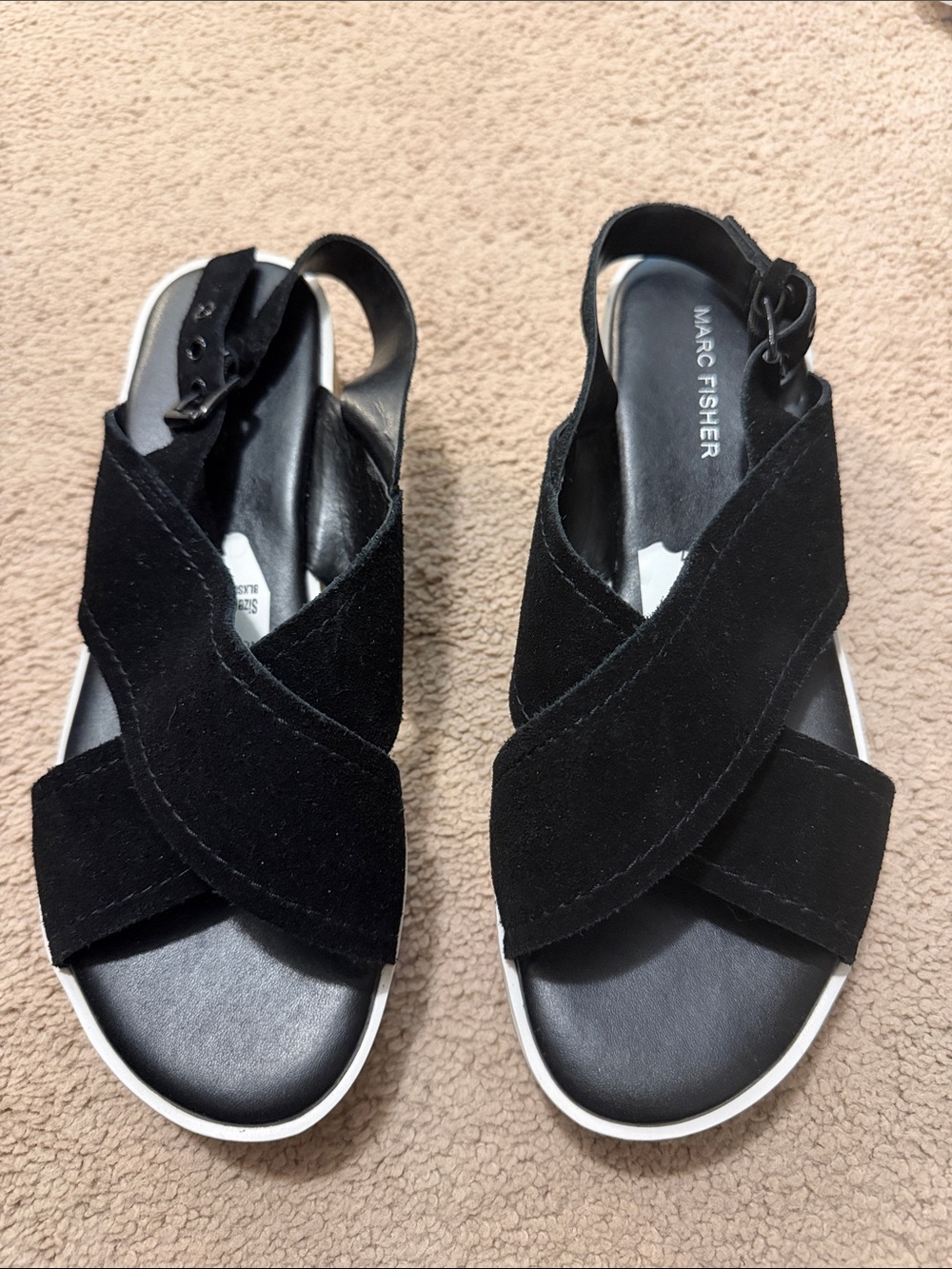 Marc Fisher Black Crisscross Slingback Sandals